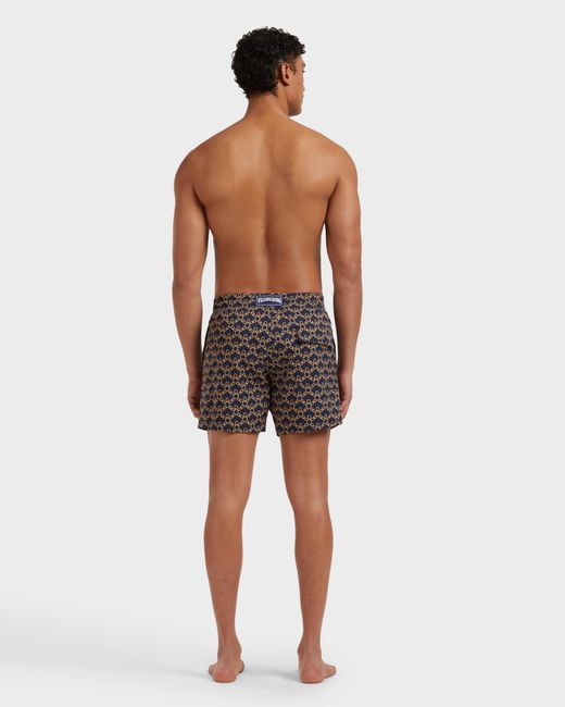 Vilebrequin Black Stretch Short Swim Shorts Turtles Chain for men