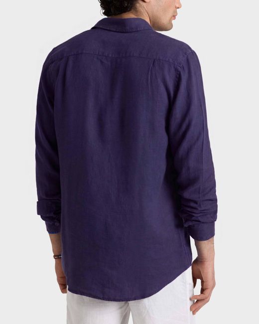 Vilebrequin Blue Linen Shirt Solid for men