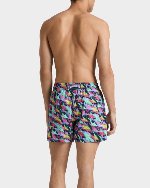 Vilebrequin Blue Stretch Short Swim Shorts Whales Offset for men