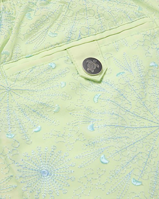 Vilebrequin Green Embroidered Swim Shorts Mosaic Urchin for men