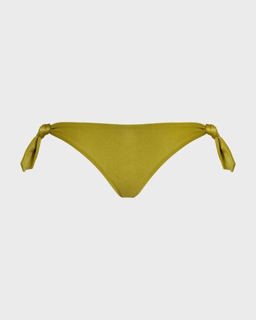 Slip Bikini Donna Tinta Unita Elasticizzato Lucido di Vilebrequin in Yellow