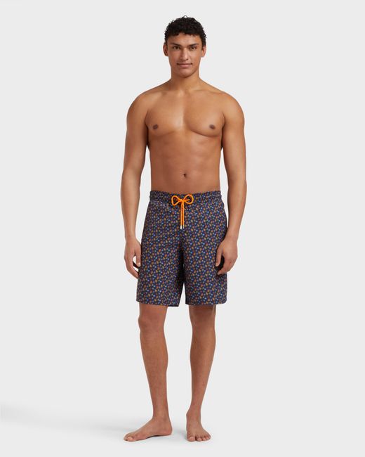 Vilebrequin Blue Long Swim Trunks Micro Ronde Des Tortues - Swimwear - Okoa - Orange - Size S for men