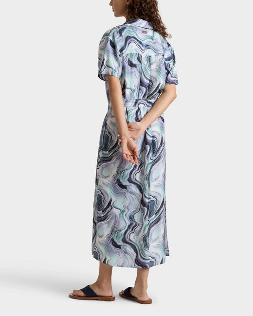 Vilebrequin Blue Silk Long Shirt Dress Marble