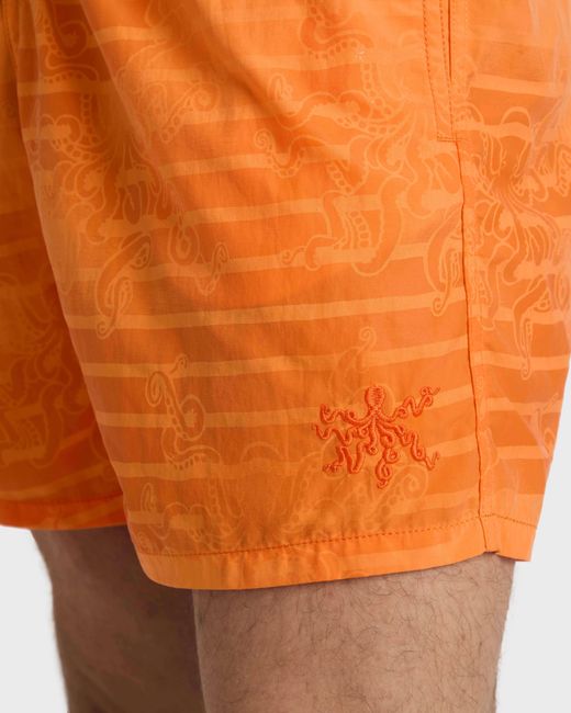 Vilebrequin Orange Swim Shorts Water-Reactive Octopus for men