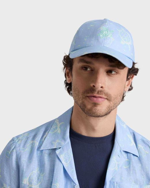 Vilebrequin Blue Linen Cap Bubbles Turtles 3D for men