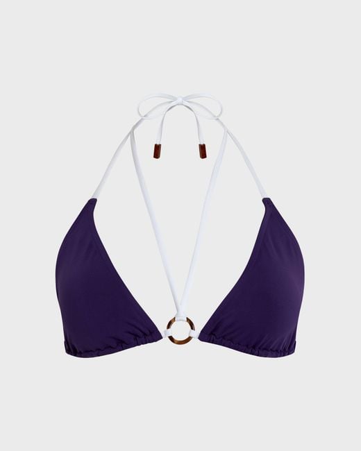 Vilebrequin Blue Triangle Bikini Top Solid