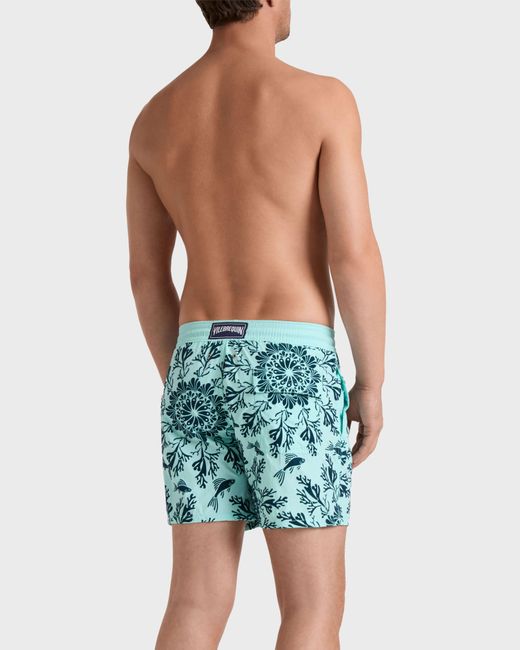 Vilebrequin Blue Swim Shorts Flocked Coral Mandala for men
