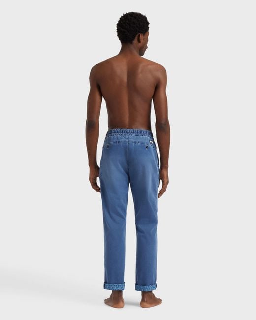 Vilebrequin Blue Denim Pants Turtles Net for men