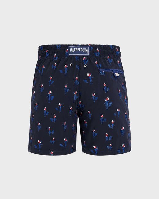 Vilebrequin Blue Swim Trunks Embroidered Cocorico! for men