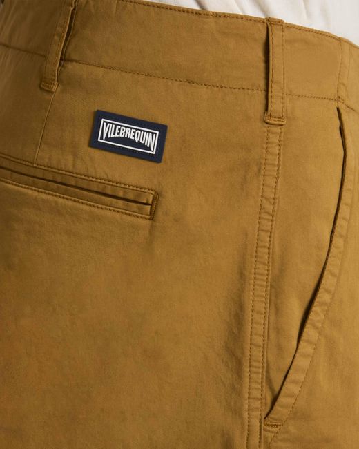 Vilebrequin Yellow Satin Cotton Bermuda Shorts Solid for men