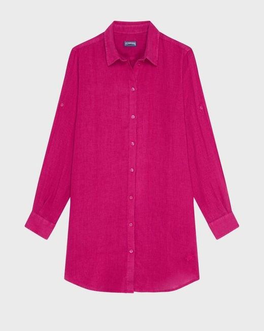 Vilebrequin Pink Linen Shirt Dress Solid