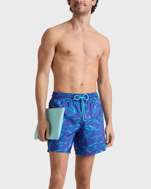 Vilebrequin Ultra-light And Packable Swim Trunks Sparkling Whales - Swimwear - Mahina - Blue - Size M for men