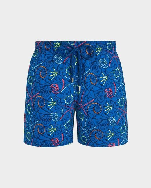 Vilebrequin Blue Swim Shorts Embroidered Noumea Sea for men
