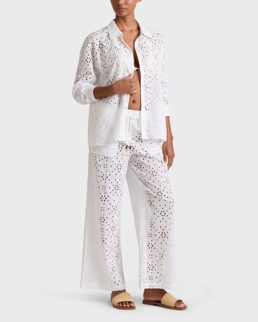 Vilebrequin Floral Broderie Anglaise Fluid Cotton Pants - Pant - Freyja - White - Size Xs