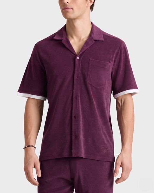 Vilebrequin Purple Terry Bowling Shirt Solid for men