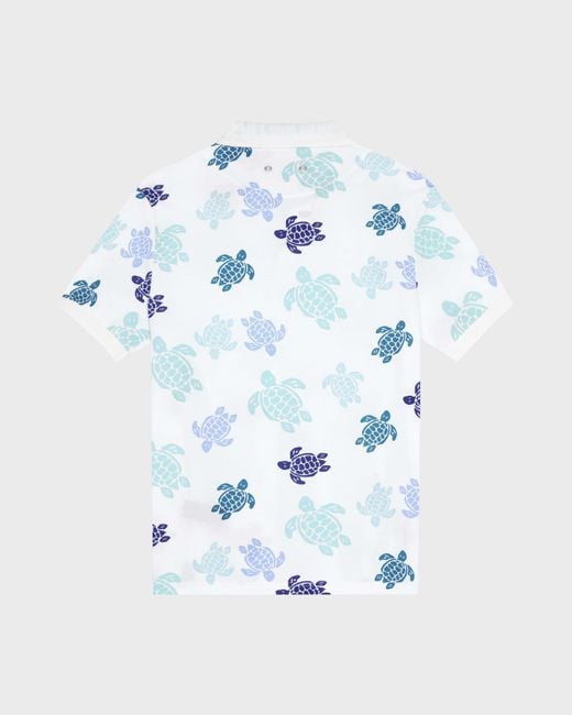 Vilebrequin Blue Cotton Pique Polo Ronde Des Tortues Multicolores for men