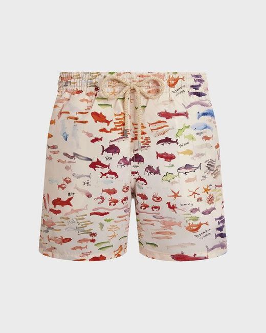 Vilebrequin Swim Trunks Pescador - X Fabrice Hyber - Swimwear - Moorea - White - Size Xs for men