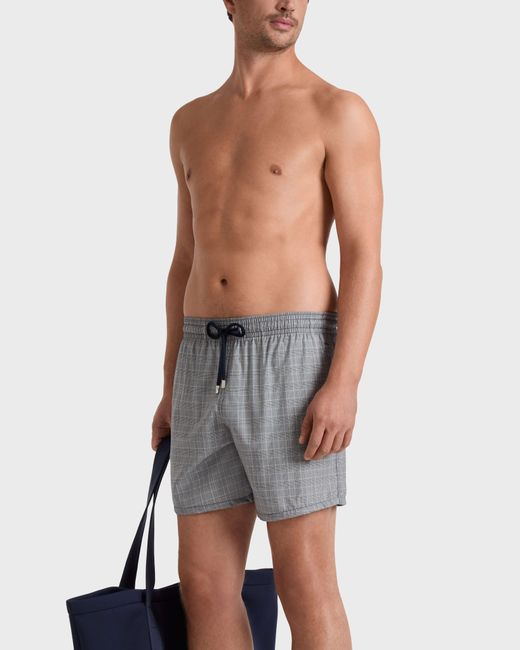 Vilebrequin Gray Ultrafine Wool Swim Shorts Prince Of Wales Check for men