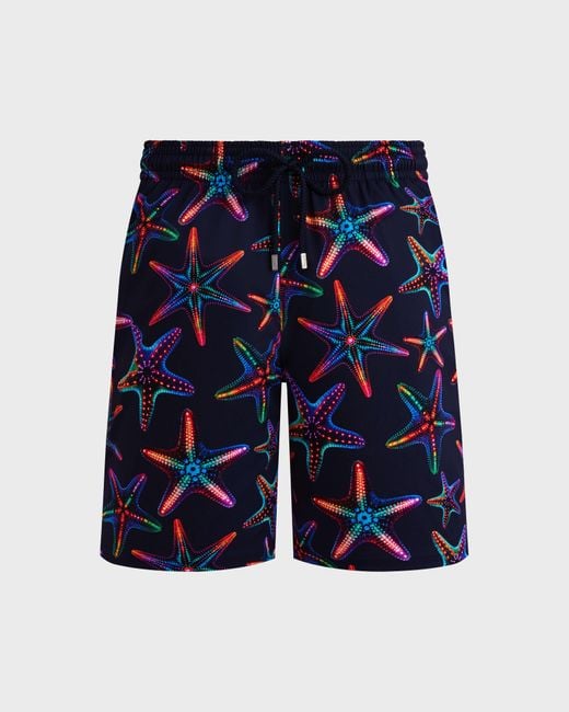 Vilebrequin Blue Long Stretch Swim Trunks Disco Stars for men