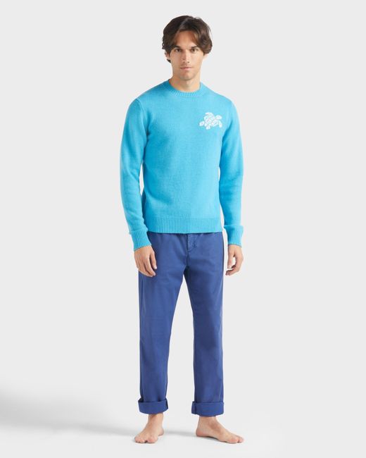 Vilebrequin Blue Wool And Cashmere Sweater Turtle for men