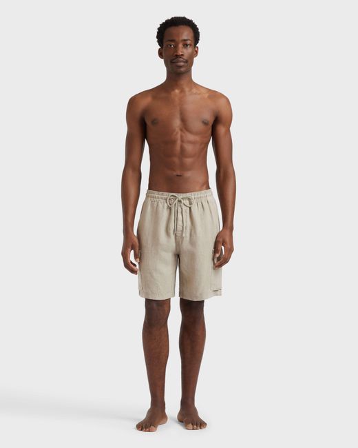 Vilebrequin Natural Linen Bermuda Shorts Cargo Pockets for men