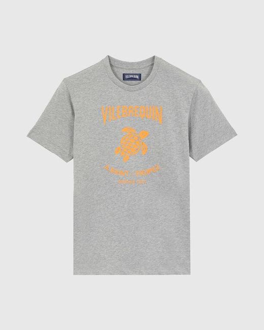 Vilebrequin Gray Cotton T-Shirt Contrasted Placed Gomy Logo for men