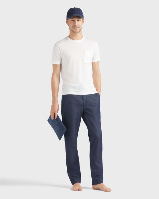 Vilebrequin Blue Cotton Silk Elastic Waist Pants for men