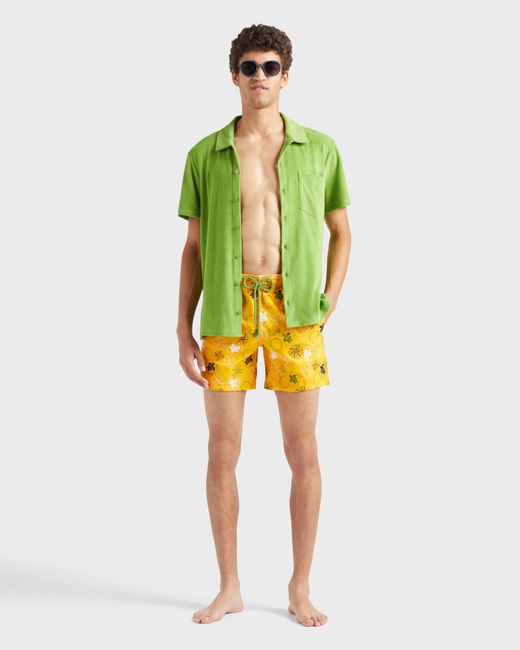Vilebrequin Yellow Swim Shorts Embroidered Oursins for men
