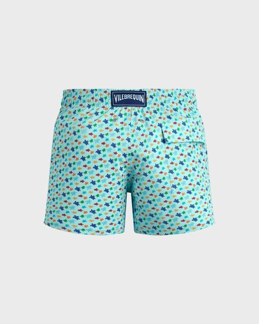 Vilebrequin Blue Stretch Short Swim Trunks Micro Ronde Des Tortues Rainbow for men