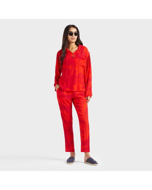 Vilebrequin Red Viscose Shirt Flower Power