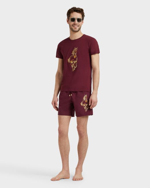 Vilebrequin Embroidered Swim Shorts Year Of The Horse - Swimwear - Motu - Red - Size S for men