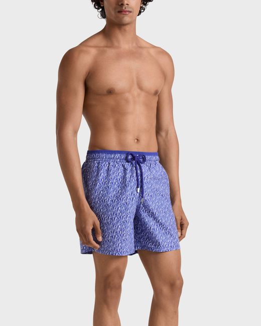 Vilebrequin Blue Bicolor Swim Shorts Graphic Shells for men