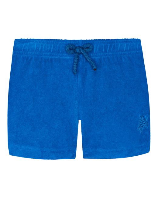 Vilebrequin Blue Solid Frottee-shorts Für Mädchen
