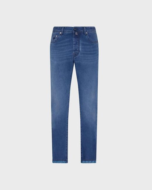 Vilebrequin Blue 5-Pockets Denim Pants Turtles Net for men