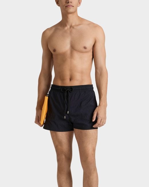 Vilebrequin Blue Short Swim Trunks Jacquard Turtles for men