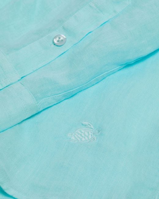 Vilebrequin Blue Linen Shirt Solid for men
