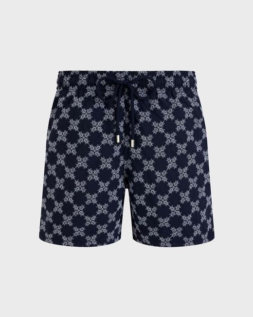 Vilebrequin Blue Swim Shorts Embroidered Vbq Turtle Monogram for men
