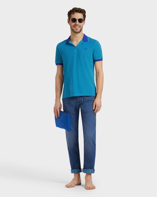 Vilebrequin Blue 5-Pockets Denim Pants Turtles Net for men