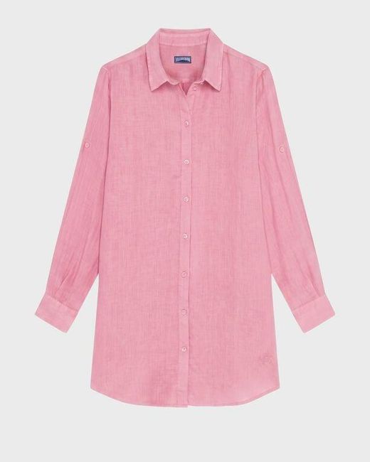 Robe Chemise En Lin Femme Unie Vilebrequin en coloris Pink