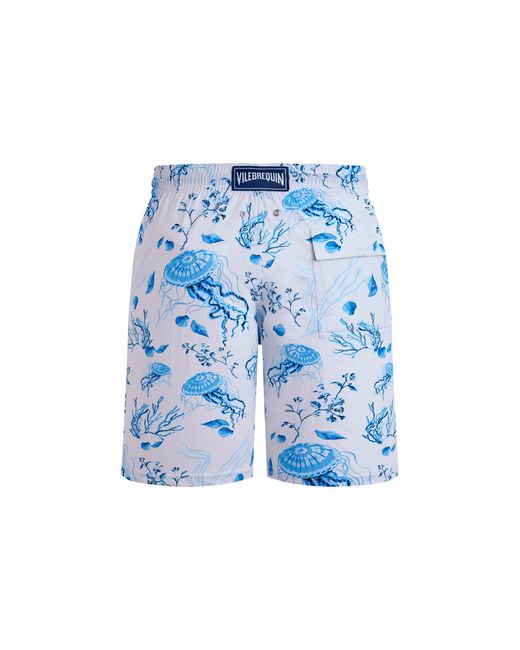 Vilebrequin Blue Long Stretch Swim Shorts Medusa And Shells for men