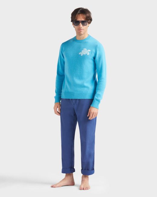 Vilebrequin Blue Wool And Cashmere Sweater Turtle for men