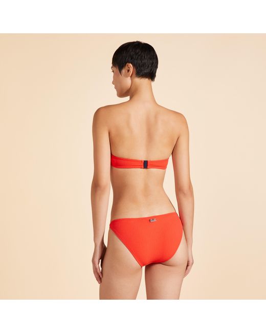 Vilebrequin Orange Vichy Jacquard-bikinihose Für Damen