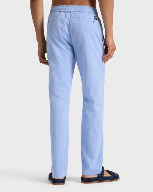 Vilebrequin Blue Satin Cotton Elastic Waist Pants Solid for men