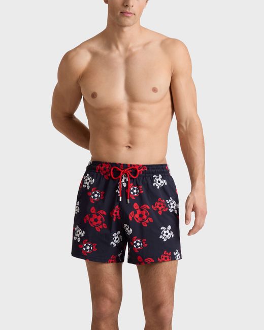 Vilebrequin Blue Stretch Short Swim Shorts Soccer Turtles for men