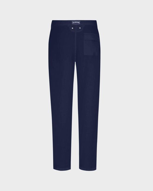 Vilebrequin Blue Straight Linen Pants Solid for men