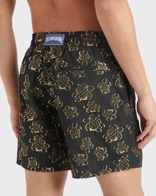 Vilebrequin Black Swim Shorts Ronde Des Tortues Jacquard for men