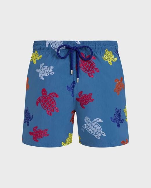 Vilebrequin Embroidered Swim Trunks Ronde Des Tortues - Limited Edition - Swimwear - Mistral - Blue - Size M for men