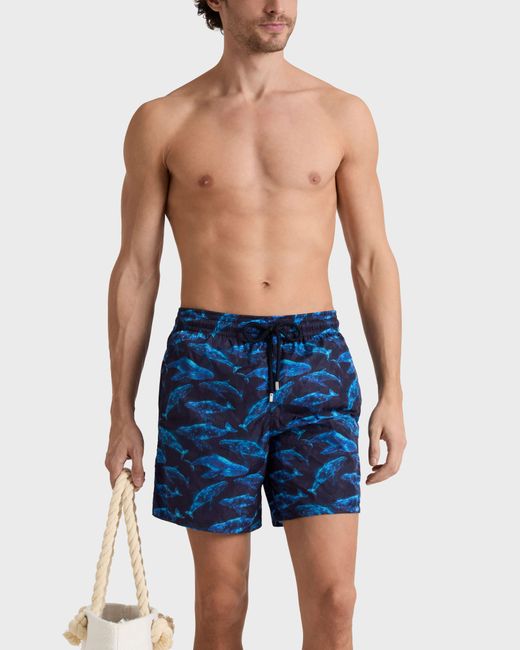Vilebrequin Blue Swim Shorts Sparkling Whales Monogram Jacquard for men