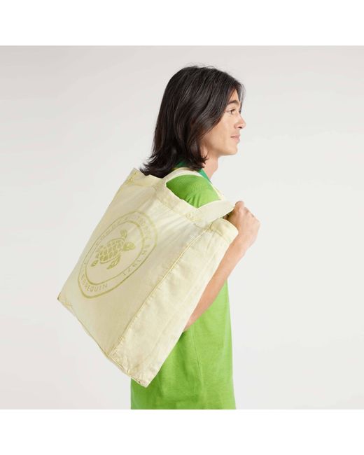 Vilebrequin Green Strandtasche Aus Leinen Mit Mineralfarbstoff