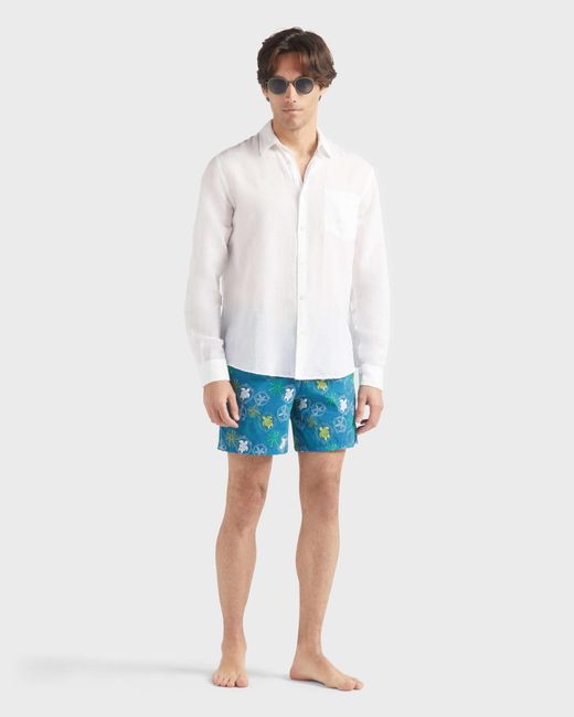 Vilebrequin Blue Swim Shorts Embroidered Oursins for men